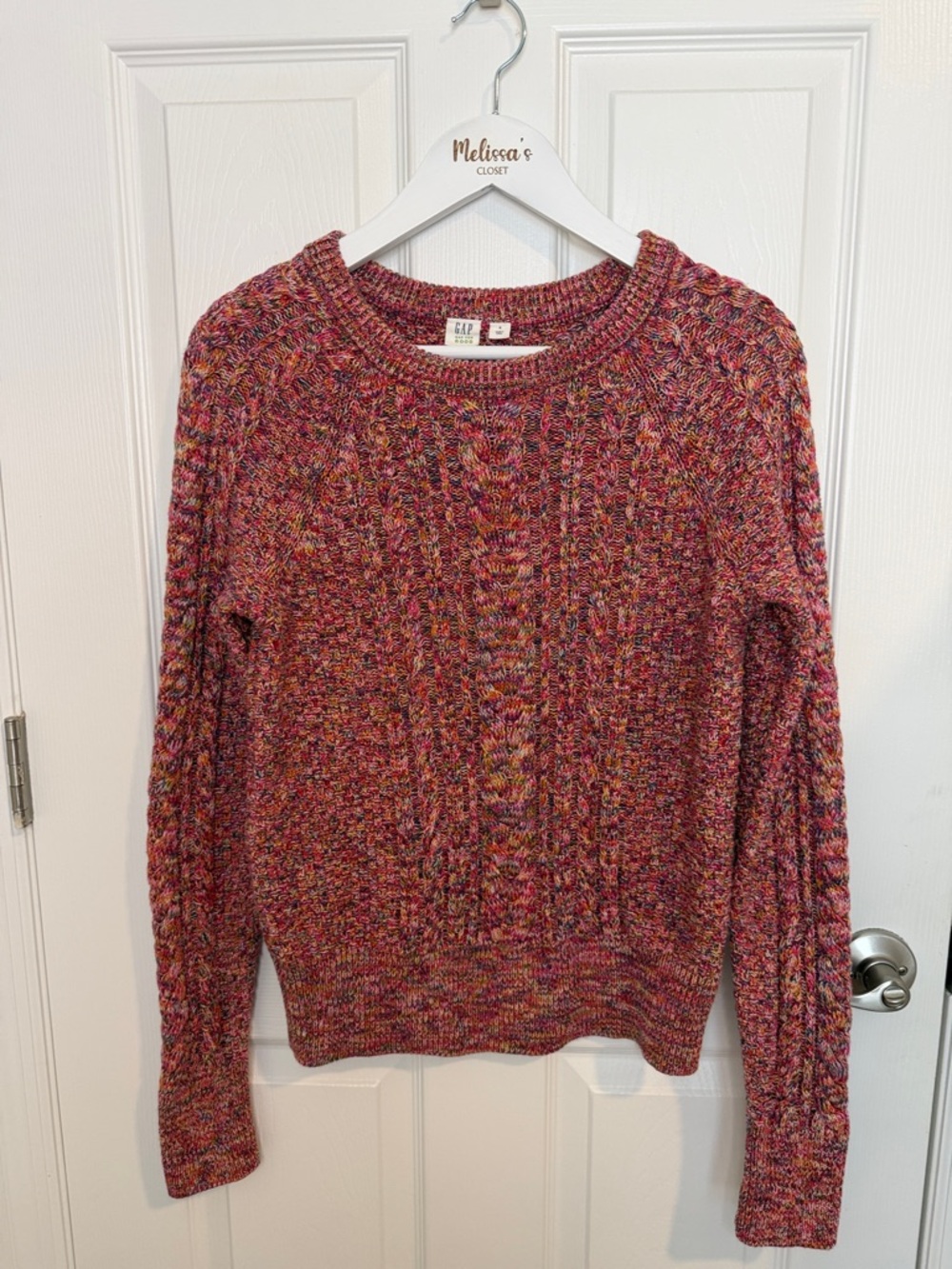 Gap Multicolor Cable Knit Women's Sweater, chunky pullover 100% cotton.
